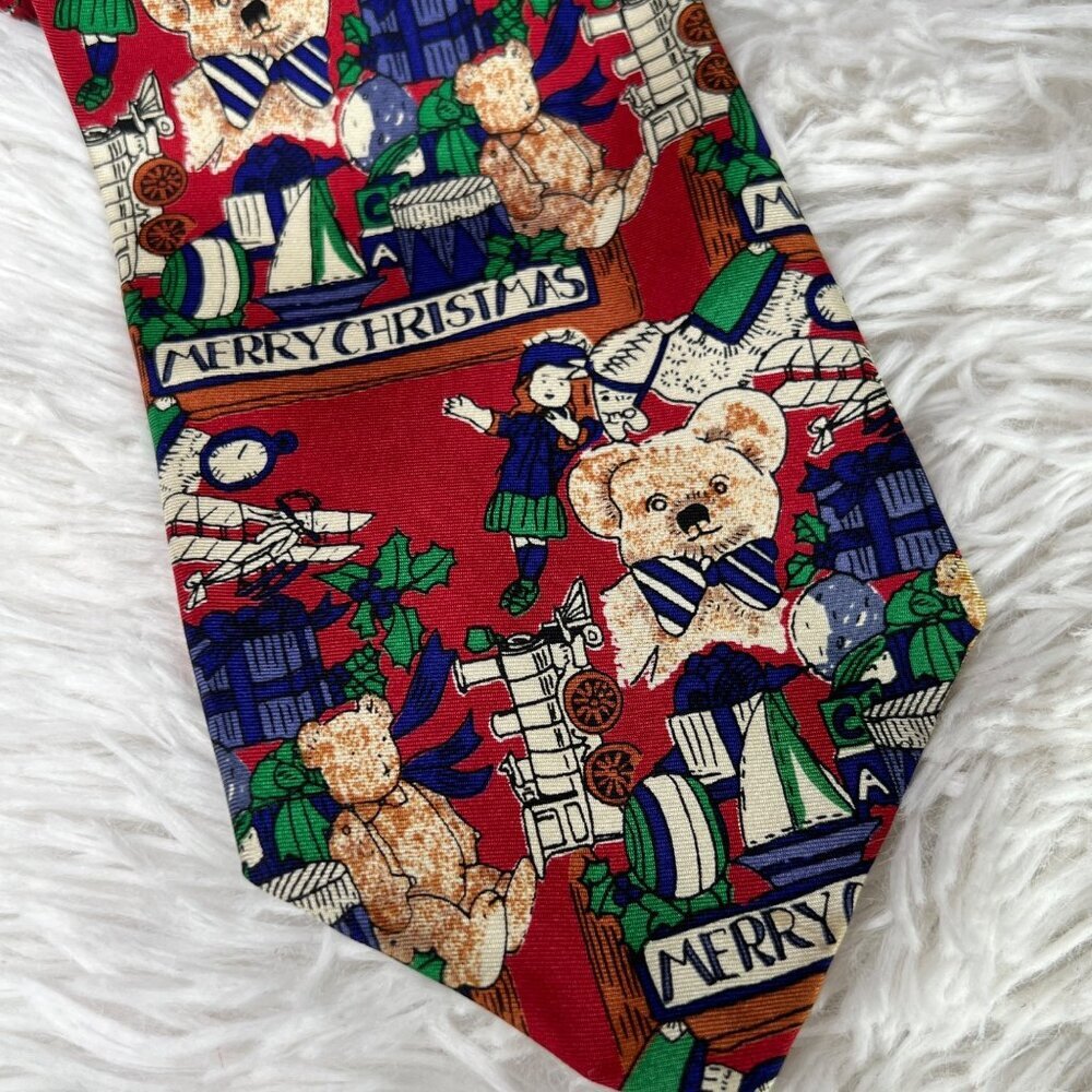 Robert Talbott for Gary Lund MERRY‎ CHRISTMAS Necktie Teddy Bear Toys